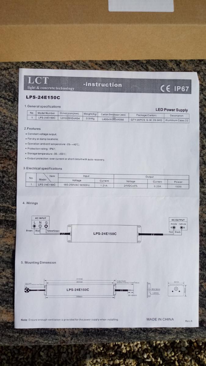 LCT LED Trafo 24V LPS-24E150C 6,25A